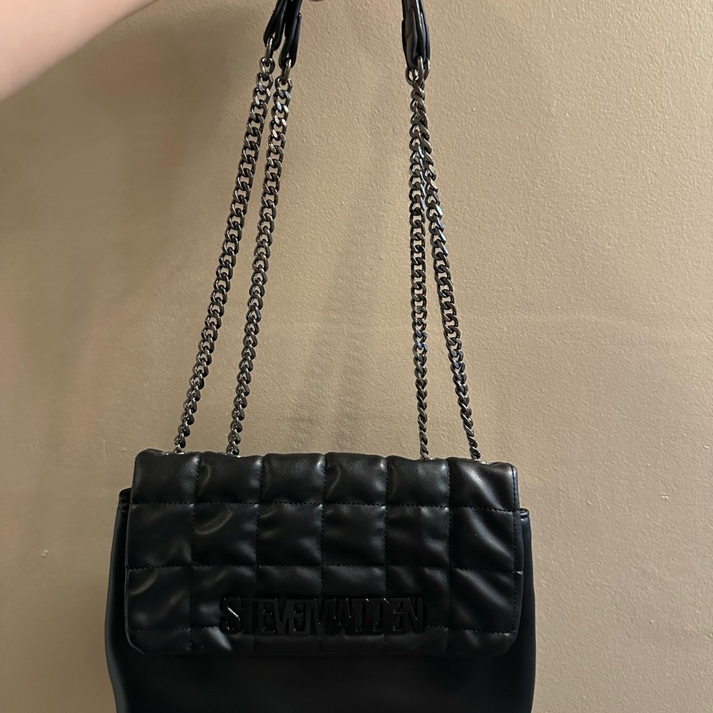 Steve Madden Quilted Black Shoulder Bag